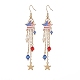Independence Day Alloy Enamel Star Tassel Dangle Earrings EJEW-TA00188-1