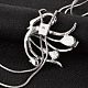 白鳥ロング調節可能合金ラインストーンラリアットネックレス  真鍮スネークチェーン付き  フラミンゴ  38.6インチ NJEW-F193-N02-P-2
