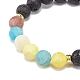 2Pcs 2 Style Natural Weathered Agate(Dyed) & Lava Rock & Synthetic Howlite Round Beaded Stretch Bracelets Set BJEW-JB08399-7