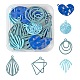 24Pcs 6 Style Blue Series Spray Painted Alloy Pendants FIND-LS0001-62-1