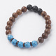 Natural Lava Rock & Wenge Wood Beads & Coconut Stretch Bracelets BJEW-I241-03C-1