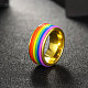 316l arcobaleno in acciaio al titanio anelli a larga banda alla moda RJEW-BB07180-9A-4