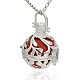 Silver Color Plated Brass Hollow Round Cage Pendants KK-J236-06S-2