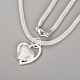 Silver Color Plated Brass Heart Pendant Necklaces NJEW-BB10040-1