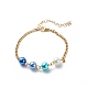 Bracelet à maillons en perles de verre avec 304 gourmette en acier inoxydable pour femme BJEW-JB08708-4