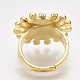 調節可能な真鍮の指指輪  エナメル  目で日  ホワイト  サイズ8  18mm RJEW-S044-056B-3