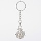 Platinum Plated Brass Hollow Round Cage Chime Ball Keychain KEYC-J073-G02-1