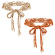 Ahadermaker 2 pièces 2 couleurs cordon de cire tricoté losange chaîne ceinture avec bois perlé AJEW-GA0006-24-1