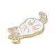 合金エナメルチャーム  ゴールドカラー  猫のチャーム  ゲインボロ  27x15x1.3mm  穴：2mm FIND-C030-01C-G-3