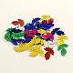Accessoires ornement de perles de feuilles en plastique de paillette X-PVC-Q020-M-1