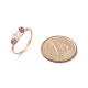 Плетеное кольцо на палец с драгоценными камнями и натуральным жемчугом RJEW-JR00509-5