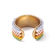 Стеклянные бисерные кольца сглаза с открытыми манжетами RJEW-MZ00007-3