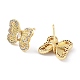 Butterfly Rack Plating Brass Micro Pave Clear Cubic Zirconia Stud Earrings for Women KK-Z038-17G-2