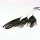 Woman's Dyed Feather Braided Suede Cord Headbands OHAR-R184-01-4