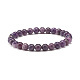 Bracelet extensible en perles rondes en lépidolite naturelle / mica violet BJEW-JB07743-02-1