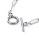 304 Stainless Steel Textured Paperclip Chain Bracelets X-BJEW-JB05112-3