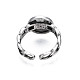 Flat Round with Word B Panel Alloy Open Cuff Finger Ring for Women RJEW-T009-39AS-2