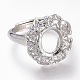 Adjustable Brass Micro Pave Clear Cubic Zirconia Finger Ring Components ZIRC-I049-19-2