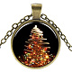 Christmas Theme Glass Pendant Necklaces NJEW-J056-B967-AB-1