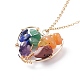 Collier pendentif cœur avec éclats de pierres précieuses naturelles et arbre de vie NJEW-JN03868-02-5