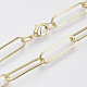 Brass Flat Oval Paperclip Chain Necklace Making MAK-S072-08B-LG-1