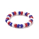 4Pcs 4 Style Independence Day Glass Seed Stretch Finger Rings Set with Brass Star Beaded for Women RJEW-TA00065-6
