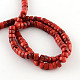 Tondo piatto tinta di corallo rosso naturale fili di perline CORA-Q022-01A-3