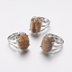 Natural Picture Jasper Wide Band Finger Rings RJEW-K224-A07-3