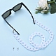 眼鏡チェーン  眼鏡用ネックストラップ  アクリルカーブチェーン付き  304ステンレス鋼カニカンとラバーループエンド  ホワイト  30.7インチ（78cm） AJEW-EH00021-07-5