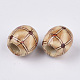 Printed Natural Wood Large Hole Beads WOOD-R251-01G-LF-2