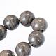 Natural Black Wood Lace Stone Round Bead Strands G-E334-12mm-03-4