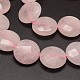 Faceted Flat Round Natural Rose Quartz Beads Strands G-L304-01-2