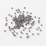 Eisen Zwischenperlen, Runde, Metallgrau, ca. 2 mm Durchmesser, 2 mm breit, Bohrung: 1 mm, ca. 1330 Stk. / 20 g