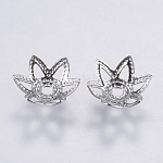 Tapones de cuentas de lujo de acero inoxidable quirúrgico 316 que no se deslustran, flor, 6-pétalo, filigrana, color acero inoxidable, 6.5x2mm, agujero: 1 mm