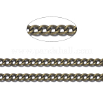 Brass Twisted Chains, Curb Chains, Unwelded, with Spool, Cadmium Free & Nickel Free & Lead Free, Antique Bronze, 3x2x0.6mm, about 301.83 Feet(92m)/roll