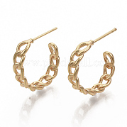 Semicircular Brass Stud Earrings KK-T050-54G-NF