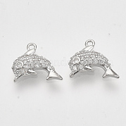 Brass Micro Pave Cubic Zirconia Charms KK-T048-041P-NF