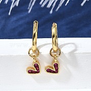 Серьги-кольца из латуни в форме сердца EJEW-Z086-16G