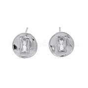 Accessoires de puces d'oreilles en laiton zircone cubique transparente KK-G432-22P