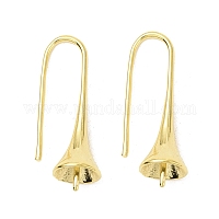 DICOSMETIC 30Pcs 3 Styles Fishhook Earring Hooks Brass Ear Wires Fish Hook  with Flower Cup Pearl Peg Bails Golden Pearl Setting Earrings for Half