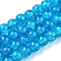 Bead, Crackle Glass Clear 11-12mm Round with 1-1.8mm Hole 1 Strand(36) *