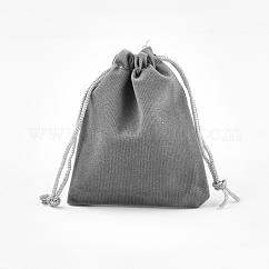 Pochettes rectangle en velours, sacs-cadeaux, grises , 12x10 cm