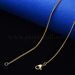 Collar de cadena de eslabones de acero inoxidable 304, con cierre de pinza, dorado, link: 2x1.8x0.5 mm, 19.68 pulgada (50 cm)