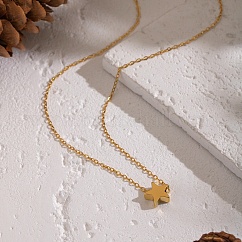 Colliers minimalistes à chaîne et pendentif en acier inoxydable 304 pour femmes, véritable 18k plaqué or, étoiles du nord, 15.75 pouce (40 cm)