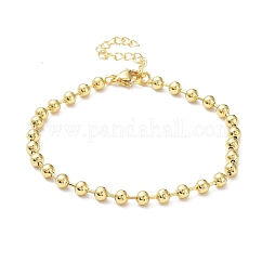 Pulseras de cadena de bolas de latón con revestimiento de estante para mujer, Plateado de larga duración, sin plomo y el cadmio, real 18k chapado en oro, 7-1/4 pulgada (18.5 cm), grano: 4 mm