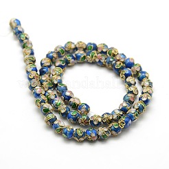 Винтажные круглые бусины ручной работы с цветочным узором в технике перегородчатой эмали CLB-XCP0001-02