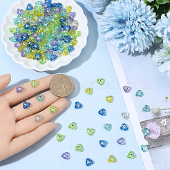 600 шт. 6-х цветные прозрачные акриловые бусины с покрытием&nbsp;PACR-PA0001-14