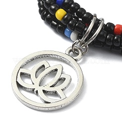 Braccialetti di ordito multi-anello con perline di semi di vetro&nbsp;BJEW-TA00339-02