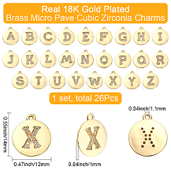 26 шт. 26 стиля латунных подвесок с микропаве из кубического циркония&nbsp;KK-SC0006-94
