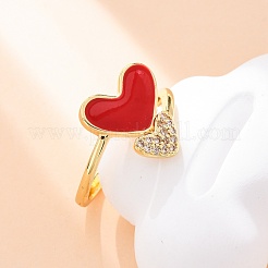 Латунные кольца-манжеты с микропаве и прозрачным цирконием для женщин&nbsp;RJEW-U047-24G-02